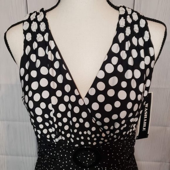 🖤Perceptions🤍 Black & White Poka Dot Dress - Picture 2 of 5